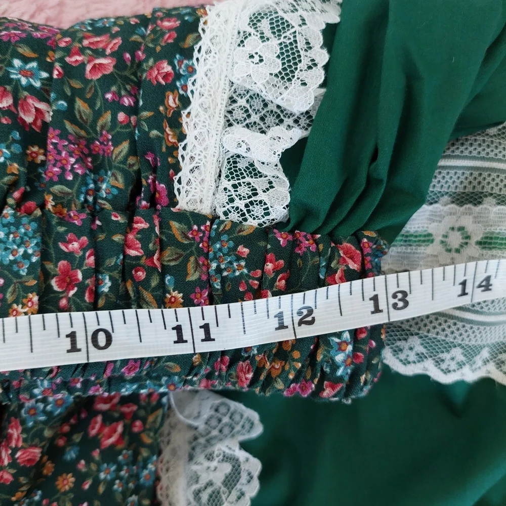 Fun & Fancy Originals Green Floral Squared Dance Skirt‎ Set Size Meduim